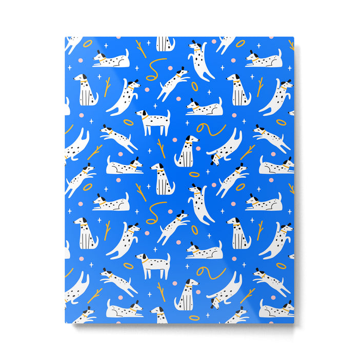 Playful Dogs Pattern Cobalt Blue Metal Print Gallery Image 1