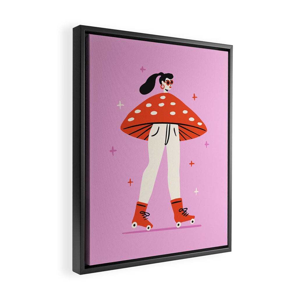 Retro Mushroom Girl Framed Canvas Print Gallery Image 2