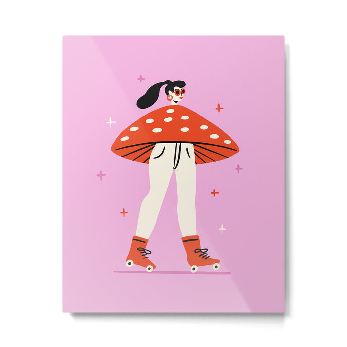 Retro Mushroom Girl Metal Print Gallery Image 1
