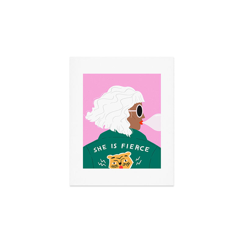 She is Fierce Pink and Green Art Print Gallery Image 1