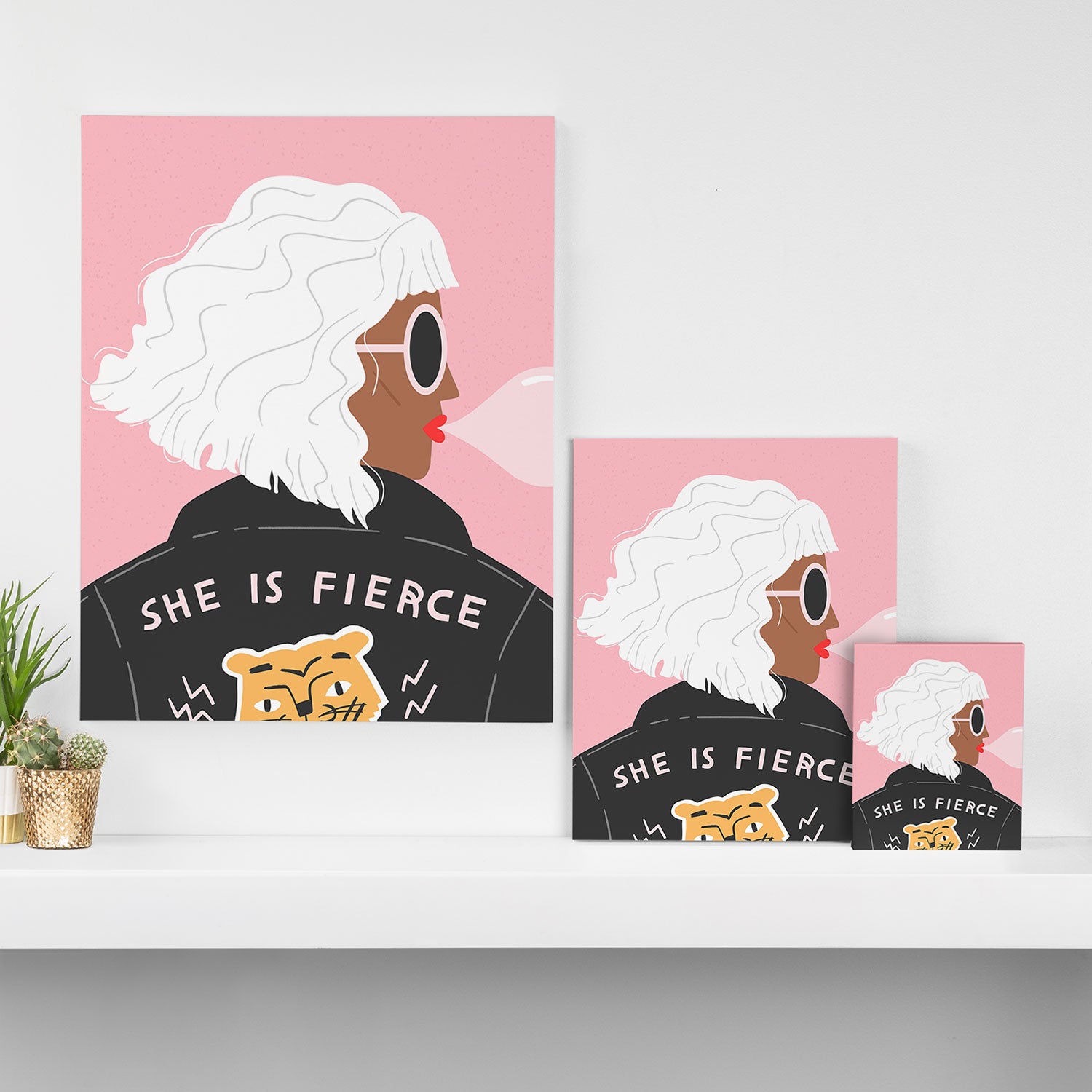 She is Fierce Pink Canvas Print Gallery Image 3
