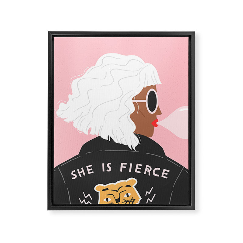 She is Fierce Pink Framed Canvas Print Gallery Image 8