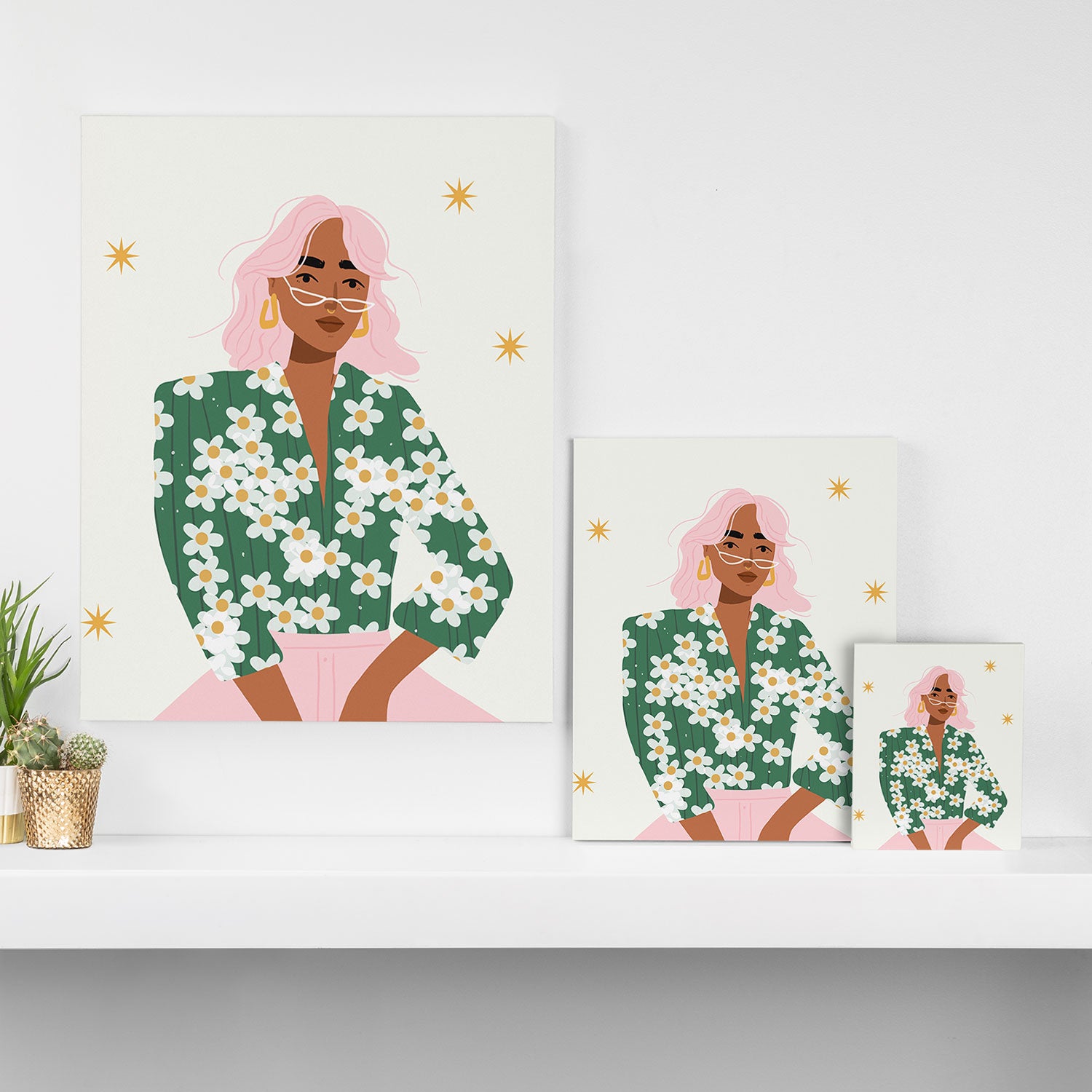 Strike a Pose Pink and Green Palette Canvas Print Gallery Image 3
