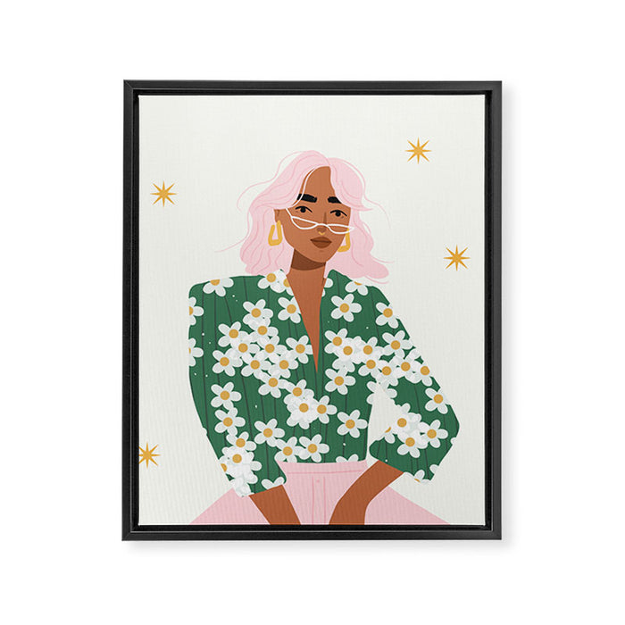 Strike a Pose Pink and Green Palette Framed Canvas Print Gallery Image 1