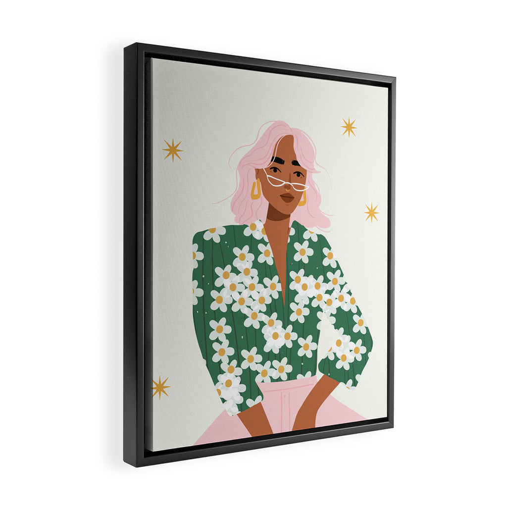 Strike a Pose Pink and Green Palette Framed Canvas Print Gallery Image 2