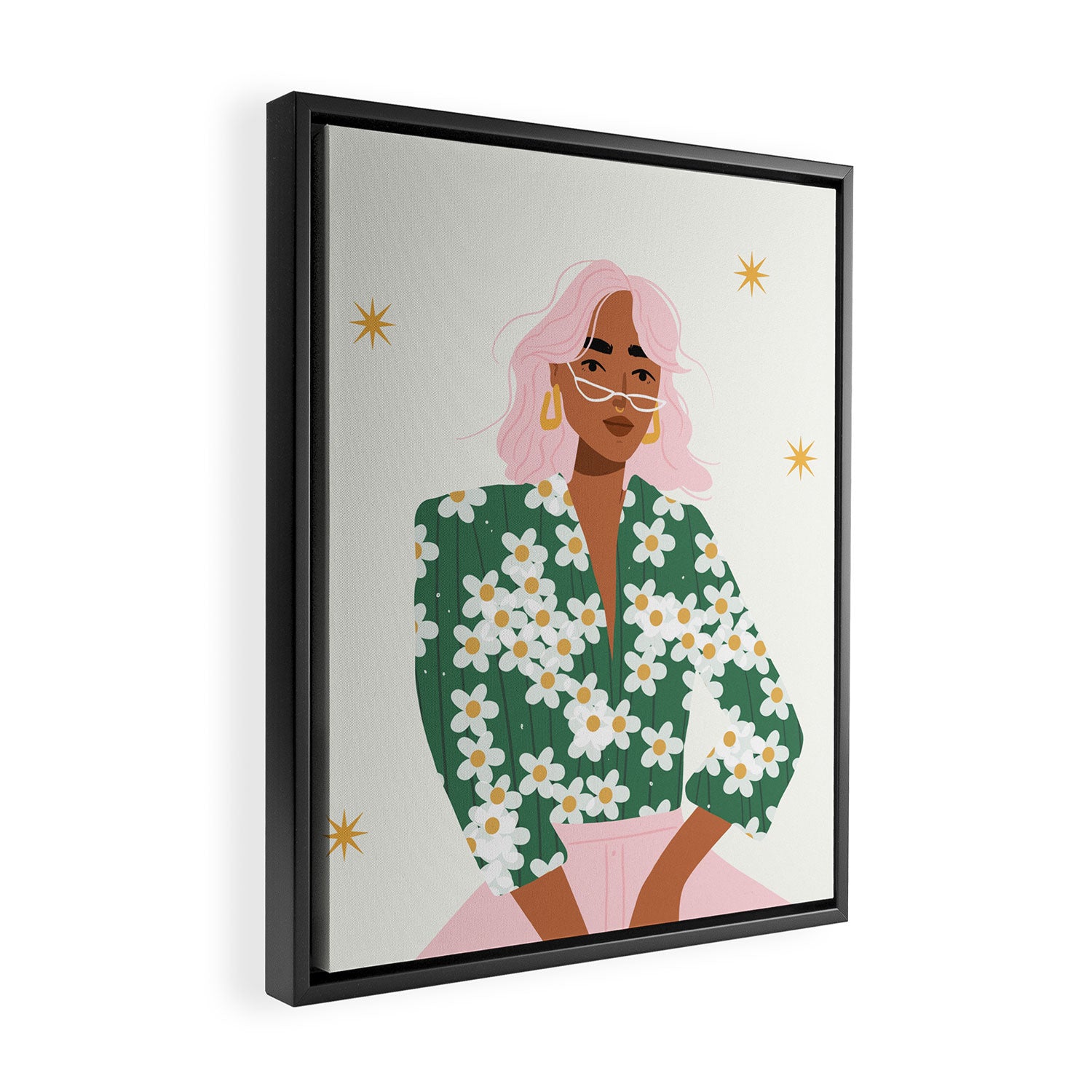 Strike a Pose Pink and Green Palette Framed Canvas Print Gallery Image 2