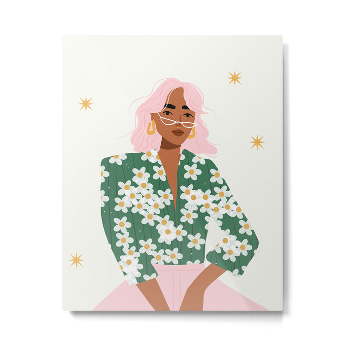 Strike a Pose Pink and Green Palette Metal Print Gallery Image 1