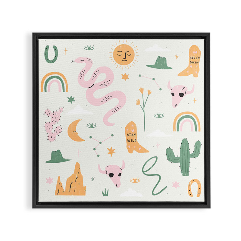 Wild West Pattern Framed Canvas Print Gallery Image 3
