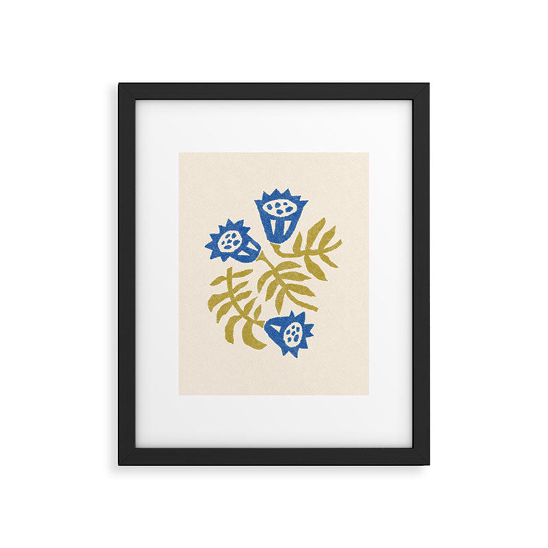 Simple Blue Flowers Framed Art Print Gallery Image 5