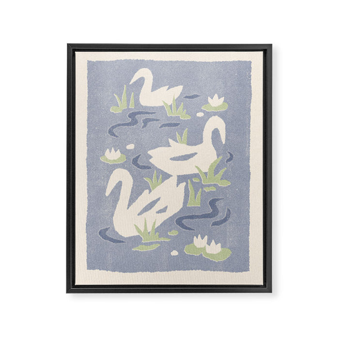 Swans Among the Lily Pads Framed Canvas Print Gallery Image 1