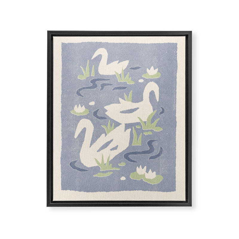 Swans Among the Lily Pads Framed Canvas Print Gallery Image 6
