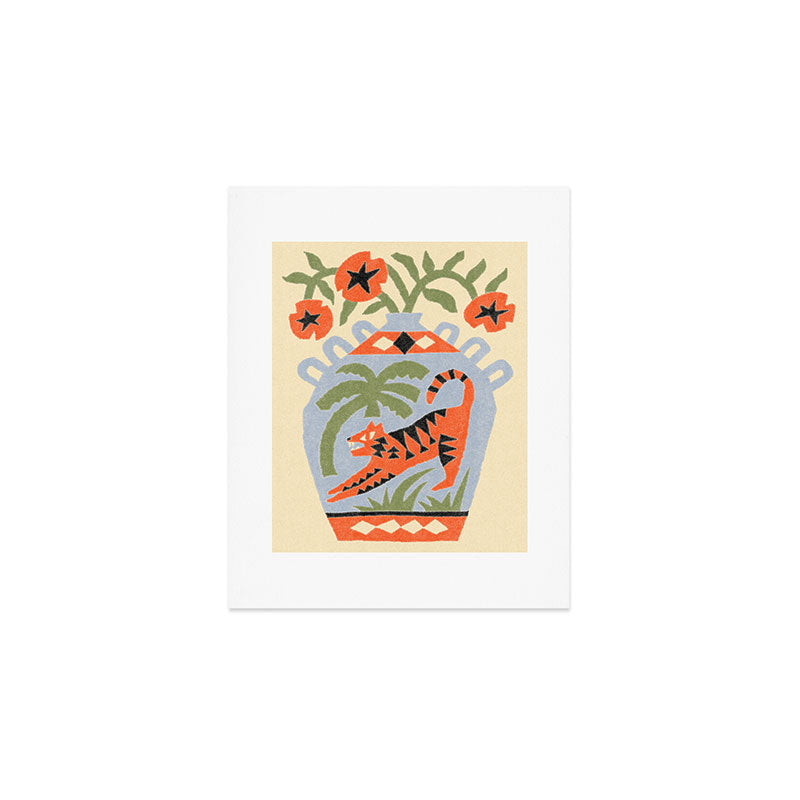 Tiger and Poppies Art Print Gallery Image 1