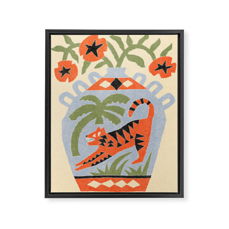 Tiger and Poppies Framed Canvas Print Gallery Image 6