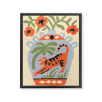 Tiger and Poppies Framed Canvas Print Gallery Image 6