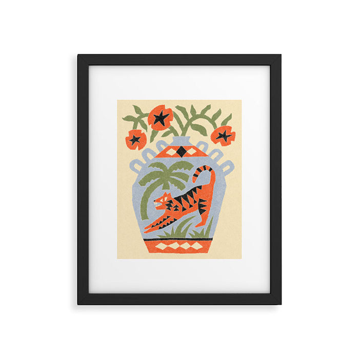 Tiger and Poppies Framed Art Print Gallery Image 1