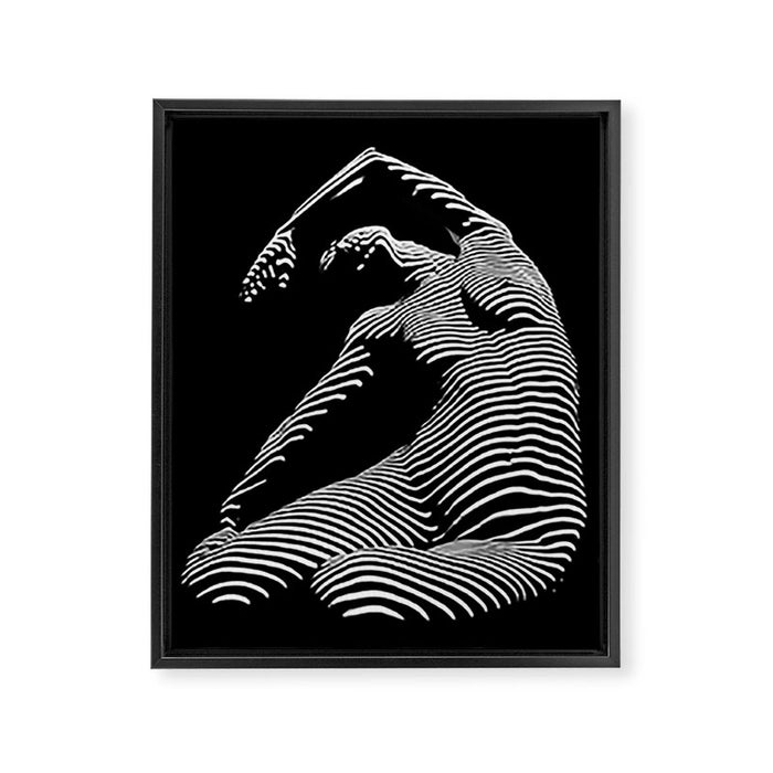 0077s-DJA Abstract Photograph of Seated Woman Striped by Light and Shade Framed Canvas Print Gallery Image 1