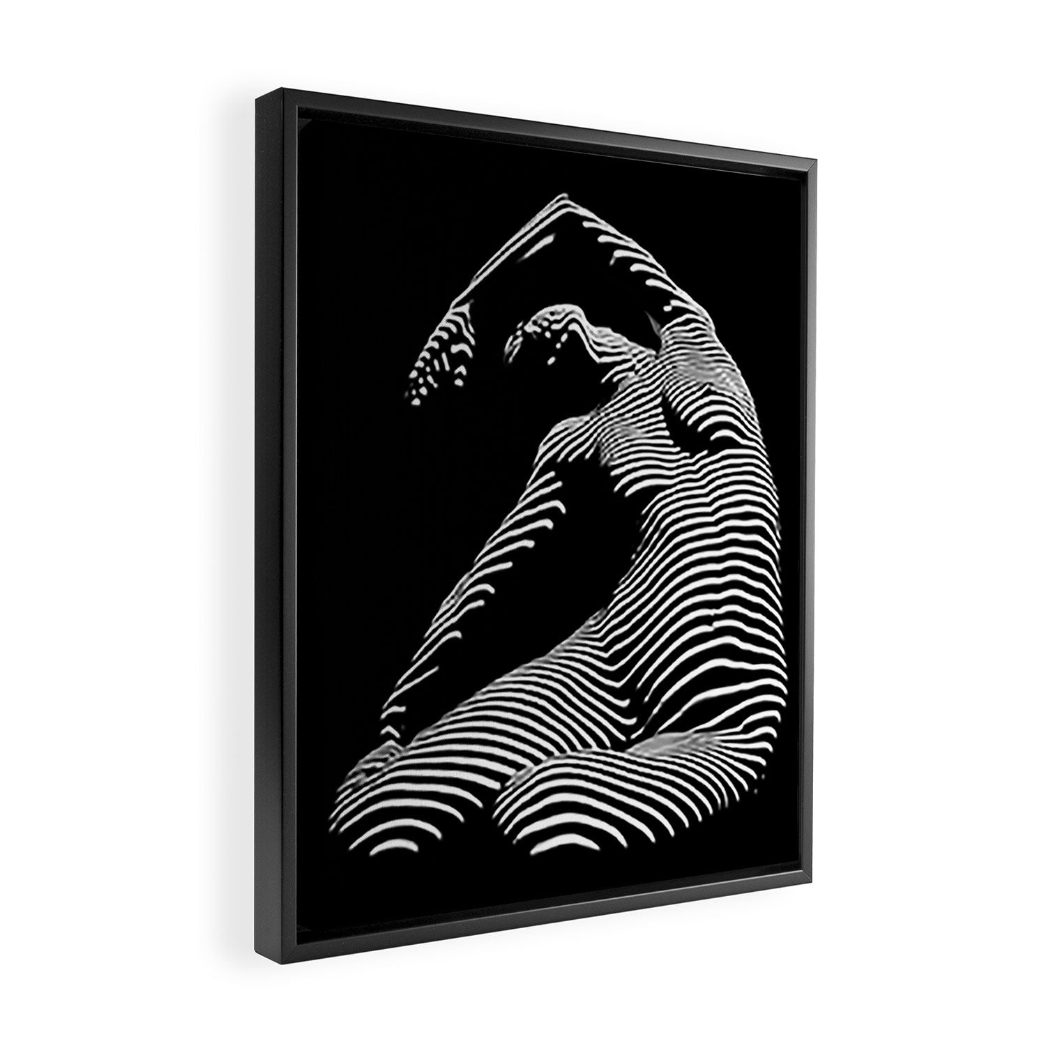 0077s-DJA Abstract Photograph of Seated Woman Striped by Light and Shade Framed Canvas Print Gallery Image 2