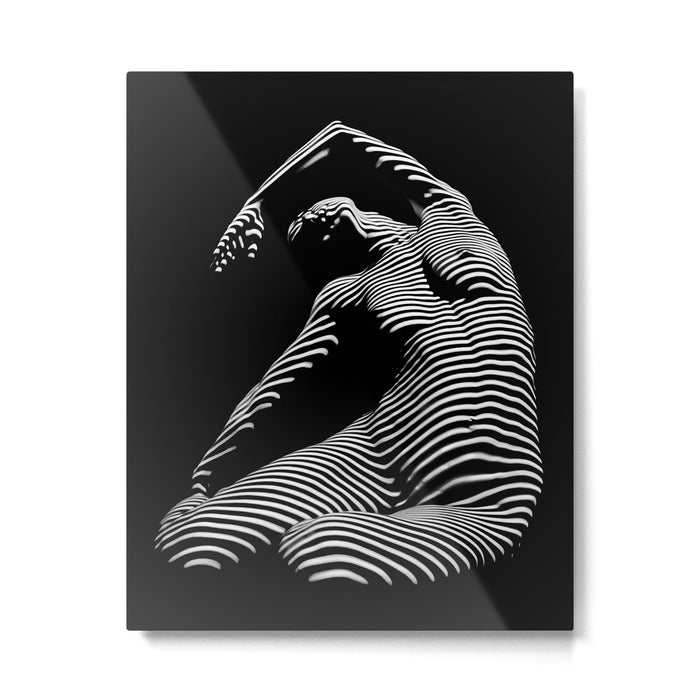 0077s-DJA Abstract Photograph of Seated Woman Striped by Light and Shade Metal Print Gallery Image 1