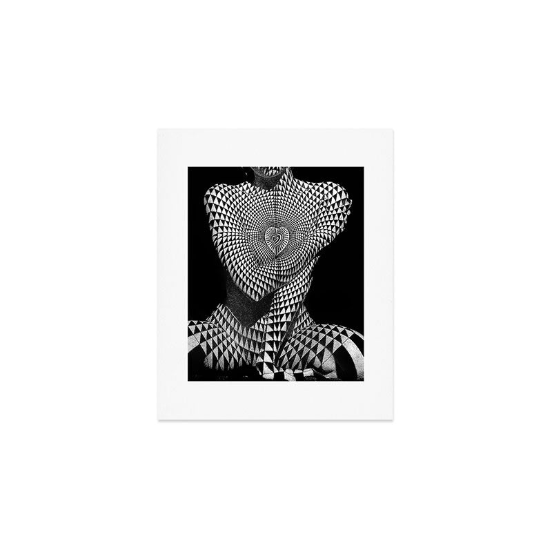 0622-JAL Heart Shape Pattern on Breasts and Nude Body Abstracted by Optical Patten Art Print Gallery Image 1
