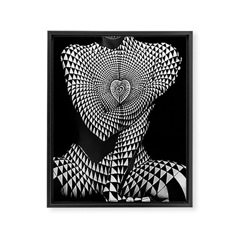 0622-JAL Heart Shape Pattern on Breasts and Nude Body Abstracted by Optical Patten Framed Canvas Print Gallery Image 6