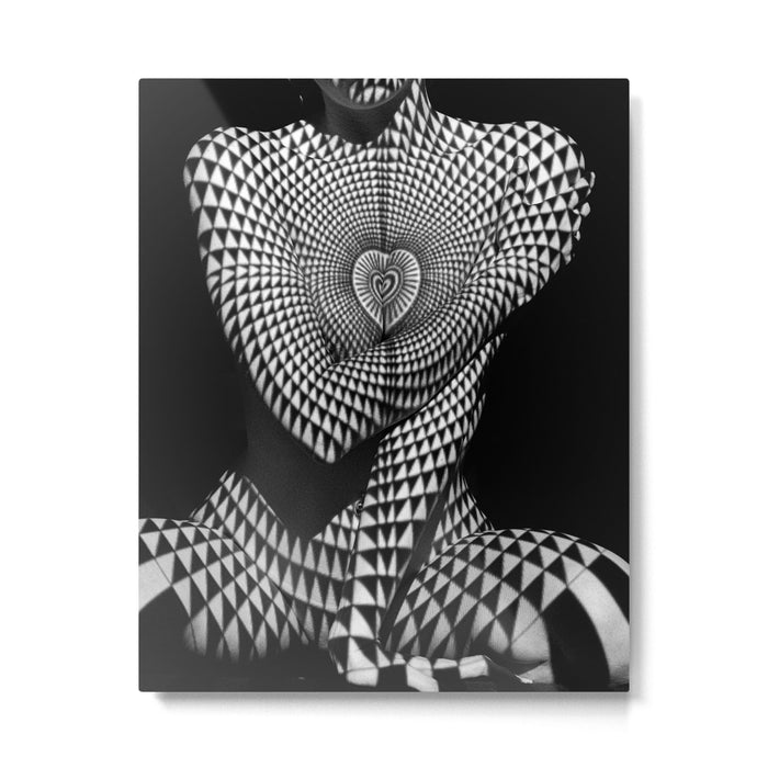 0622-JAL Heart Shape Pattern on Breasts and Nude Body Abstracted by Optical Patten Metal Print Gallery Image 1
