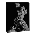 0721s-MM BW Fine Art Nude Tiger Striped Woman on Her Knees Canvas Print Gallery Image 8