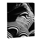 2070-AK Woman Nude Zebra Striped Light Curves around Back Butt Behind Naked Art Canvas Print Gallery Image 6