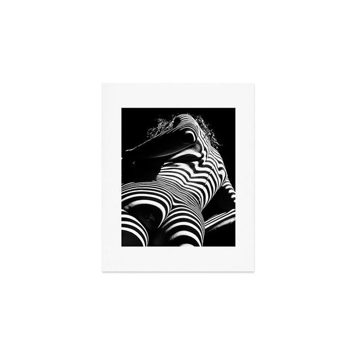 2070-AK Woman Nude Zebra Striped Light Curves around Back Butt Behind Naked Art Art Print Gallery Image 1