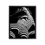 2070-AK Woman Nude Zebra Striped Light Curves around Back Butt Behind Naked Art Framed Canvas Print Gallery Image 6