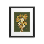 70s, flowers, green, retro, vintage, floral bouquet, olive green Framed Art Print Gallery Image 5