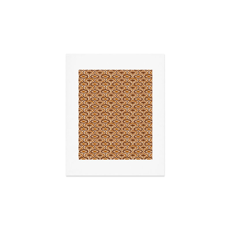 70s mod fabric repeat, orange and browns Art Print Gallery Image 1