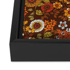 70s retro ditzy flowers, boho, browns, orange, hippie Framed Canvas Print Gallery Image 3