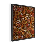 70s retro ditzy flowers, boho, browns, orange, hippie Framed Canvas Print Gallery Image 2