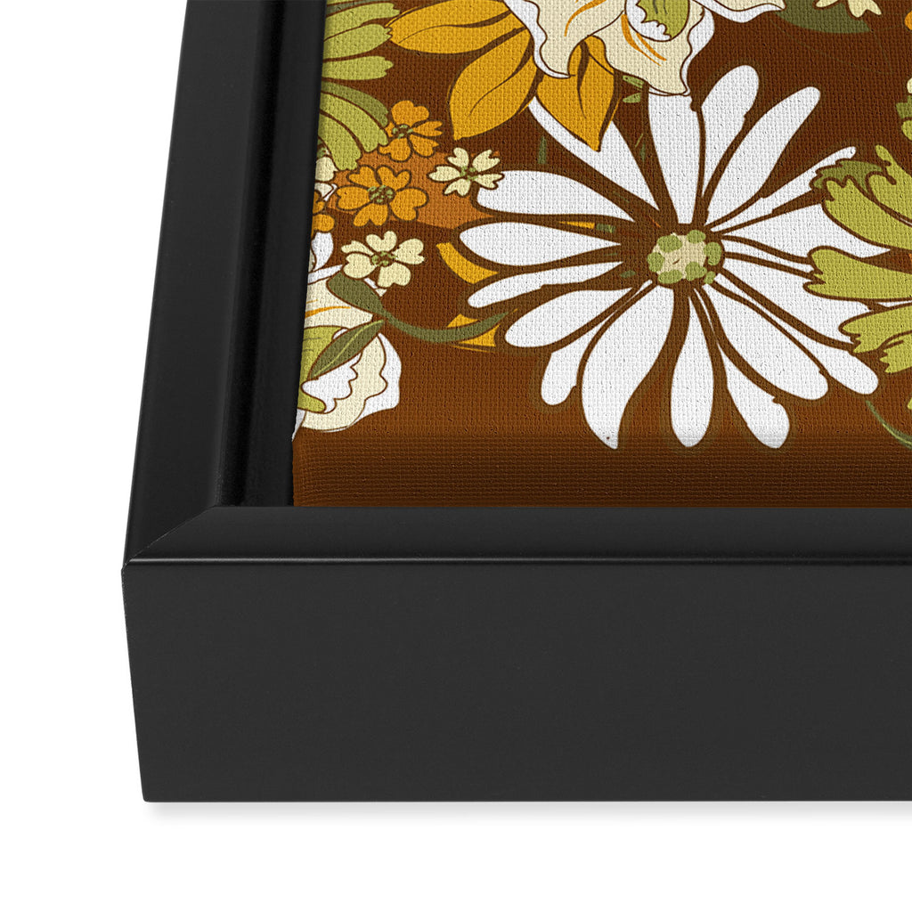 70s Retro Flower Power boho pattern Framed Canvas Print Gallery Image 3