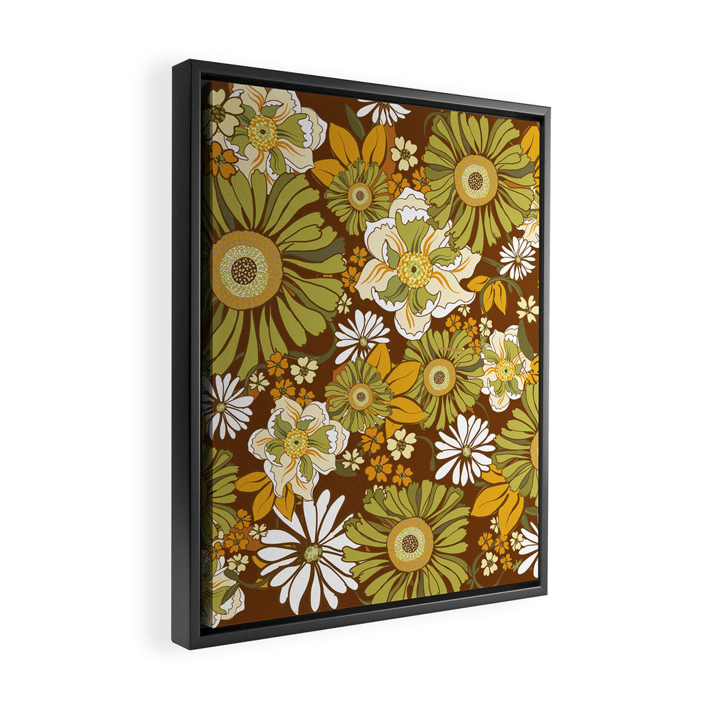 70s Retro Flower Power boho pattern Framed Canvas Print Gallery Image 2