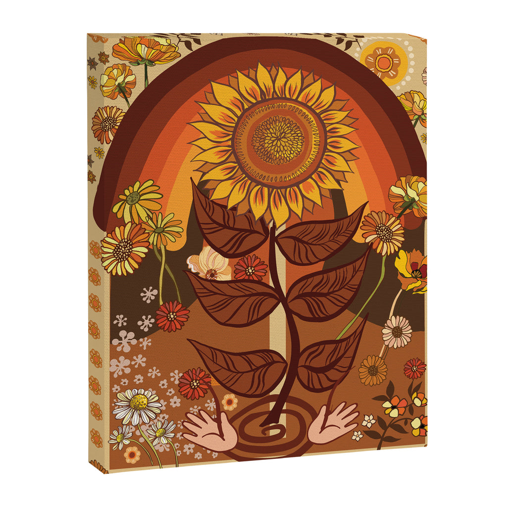 70s, Sunflower, retro, rainbow, warm colors, 60s, boho Canvas Print Gallery Image 6