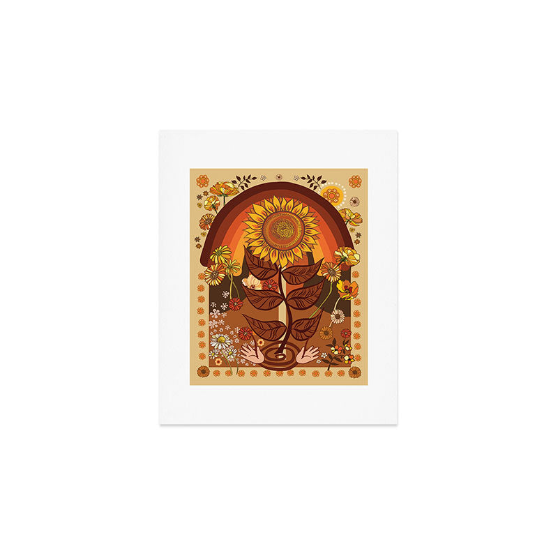 70s, Sunflower, retro, rainbow, warm colors, 60s, boho Art Print Gallery Image 1