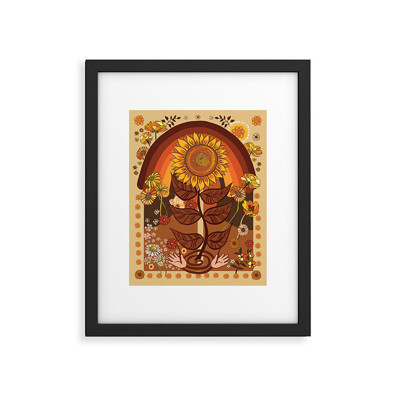 70s, Sunflower, retro, rainbow, warm colors, 60s, boho Framed Art Print Gallery Image 4