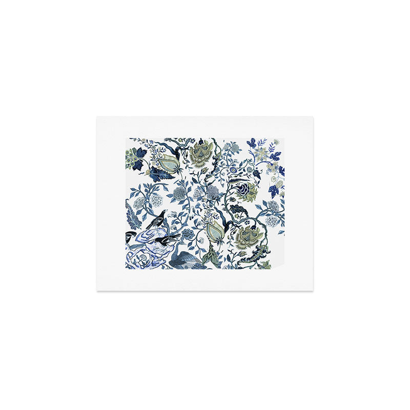 Blue vintage chinoiserie flora Art Print Gallery Image 1