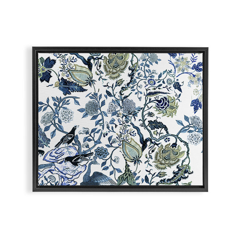 Blue vintage chinoiserie flora Framed Canvas Print Gallery Image 12