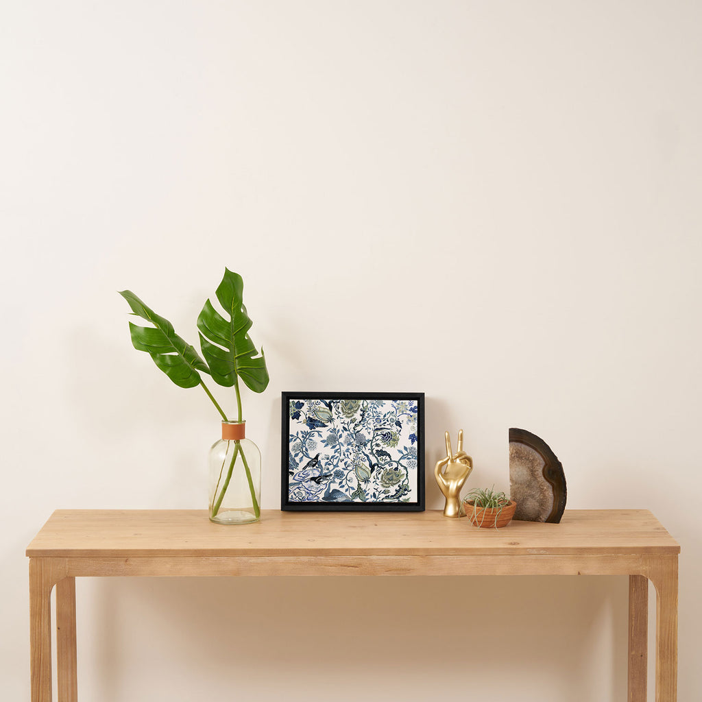 Blue vintage chinoiserie flora Framed Canvas Print Gallery Image 4