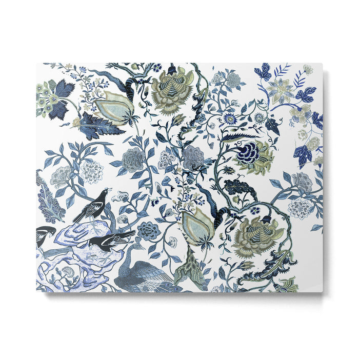 Blue vintage chinoiserie flora Metal Print Gallery Image 1