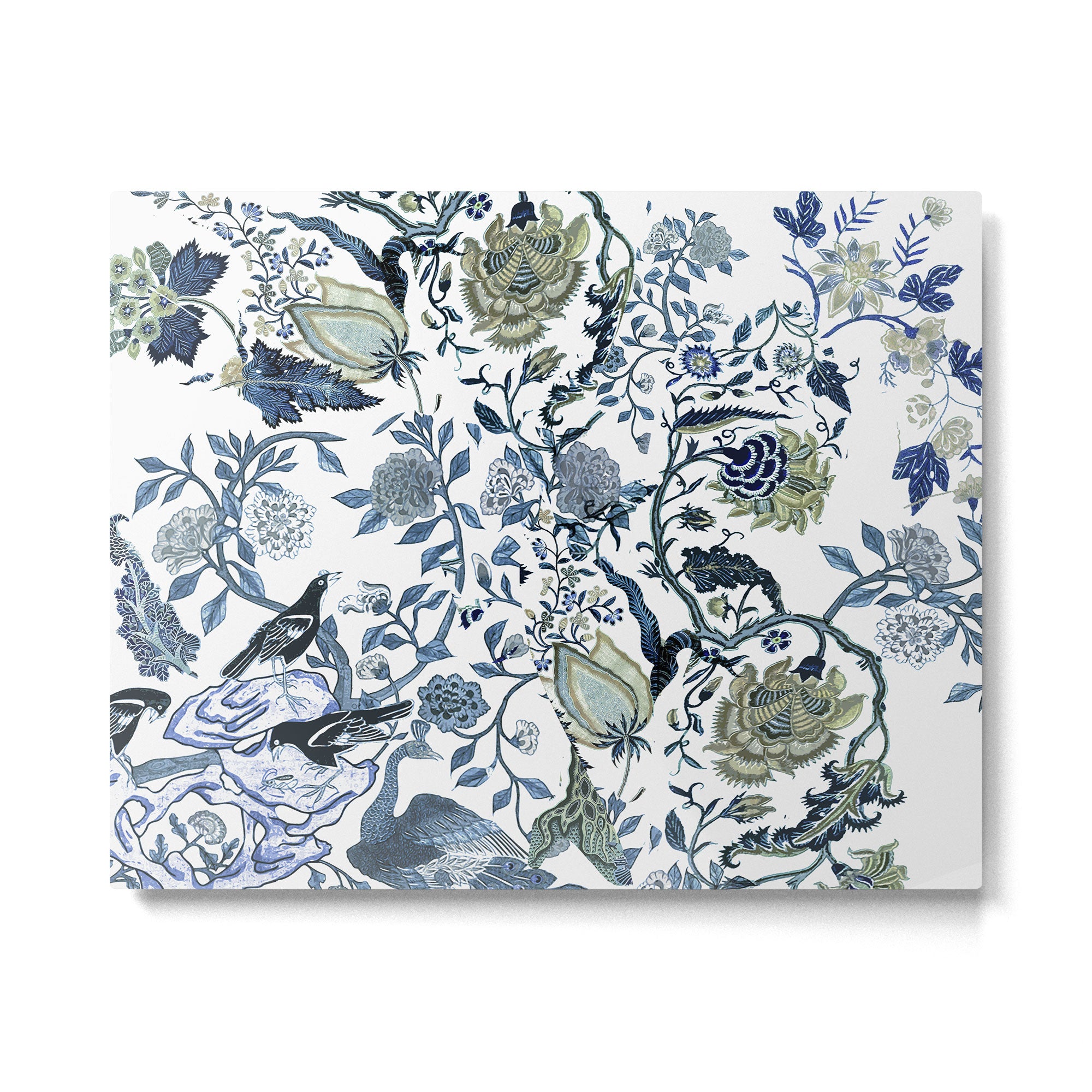 Blue vintage chinoiserie flora Metal Print Gallery Image 4