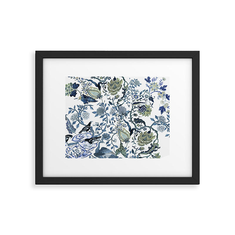 Blue vintage chinoiserie flora Framed Art Print Gallery Image 5