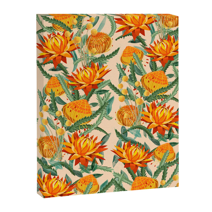 Botanical Australian natives orange on peach Canvas Print Gallery Image 1