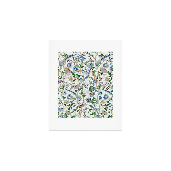 Chinoiserie birds peacock flowers leaves, romantic, vintage, retro, cozy heirloom Art Print Gallery Image 1