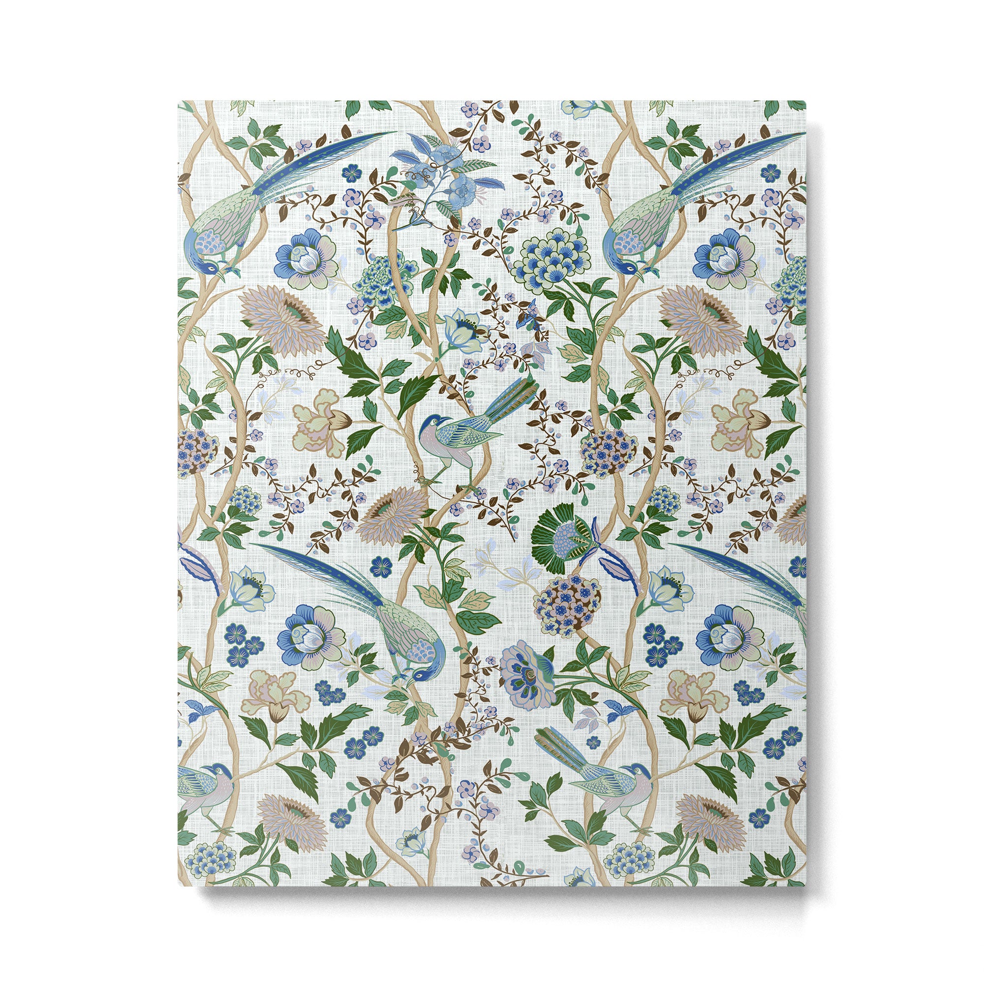 Chinoiserie birds peacock flowers leaves, romantic, vintage, retro, cozy heirloom Metal Print Gallery Image 6