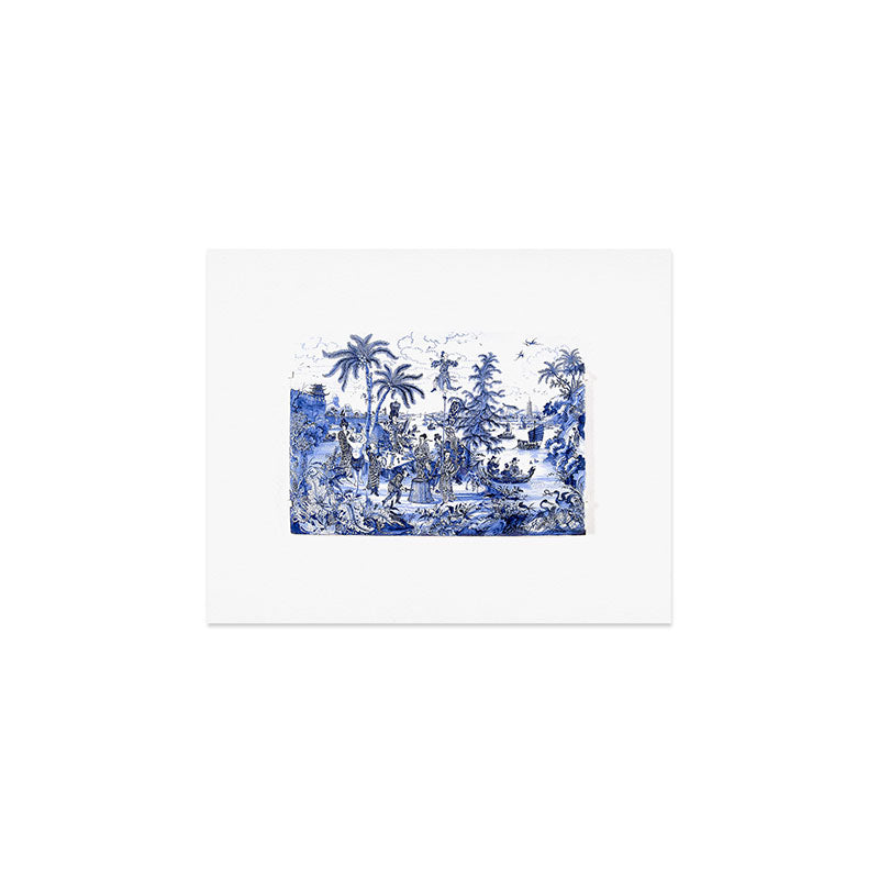 Chinoiserie Blue Landscape Art Print Gallery Image 1