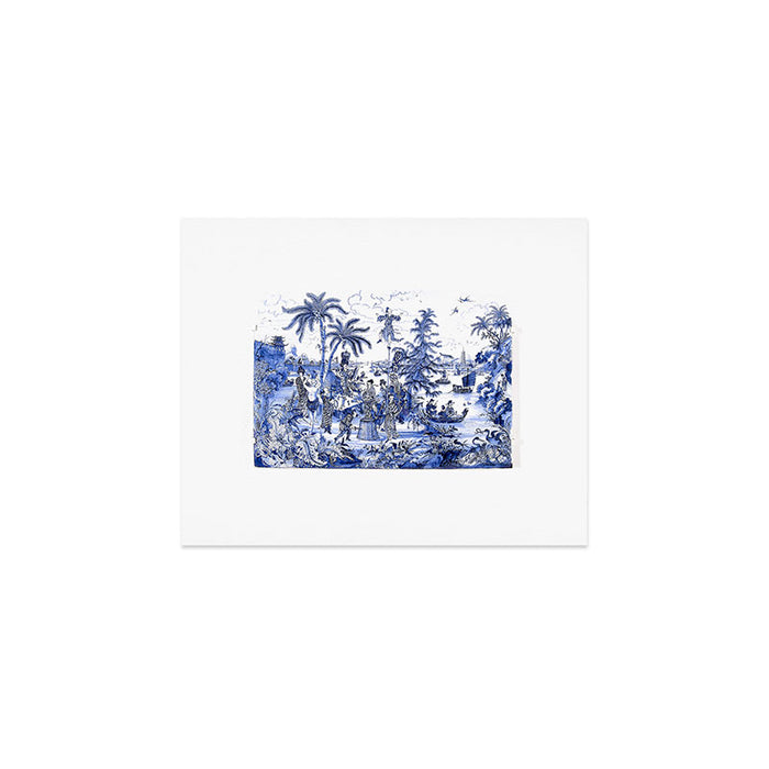 Chinoiserie Blue Landscape Art Print Gallery Image 1