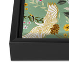 Chinoiserie Cranes on green birds vintage Framed Canvas Print Gallery Image 3
